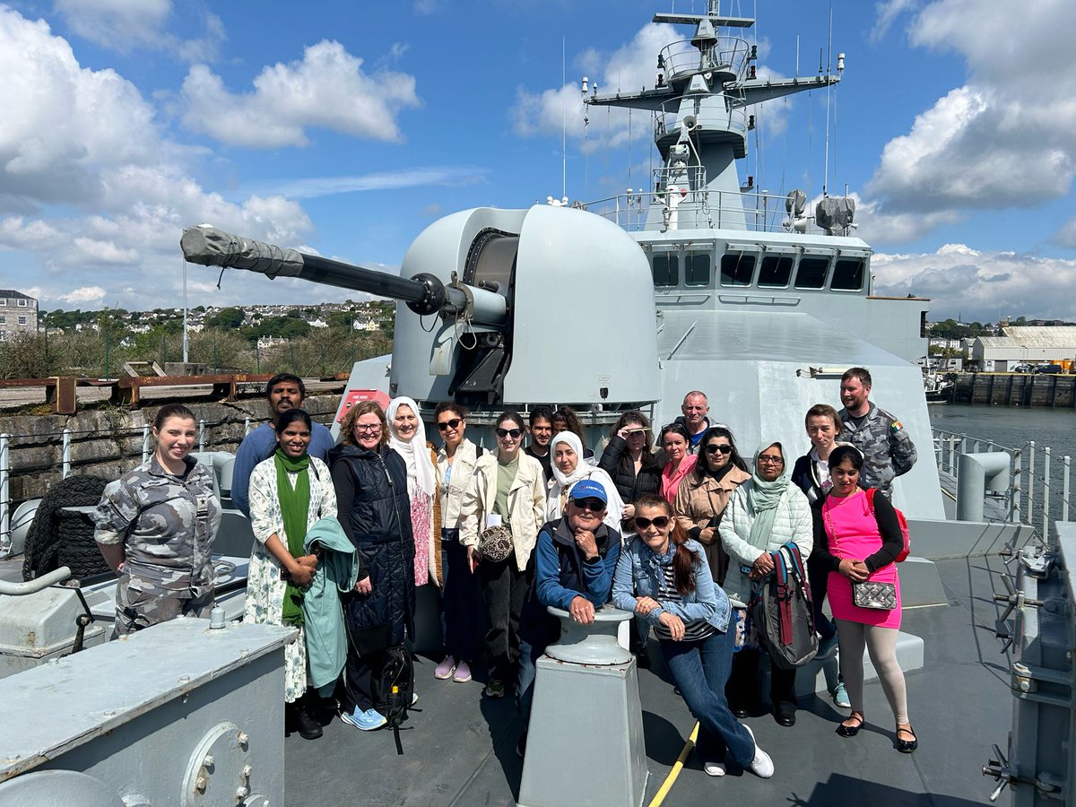 The trip to @MTUCork_Access and @NMCI_Ireland was followed by a tour of the LE Bernard Shaw at the Naval Base @naval_service Mìle buìochas to all the personnel who gave such a warm welcome to the parents & guardians of @TogherGirls #TBNS #HSCLinitiative @cllrkmac @IRLDeptDefence