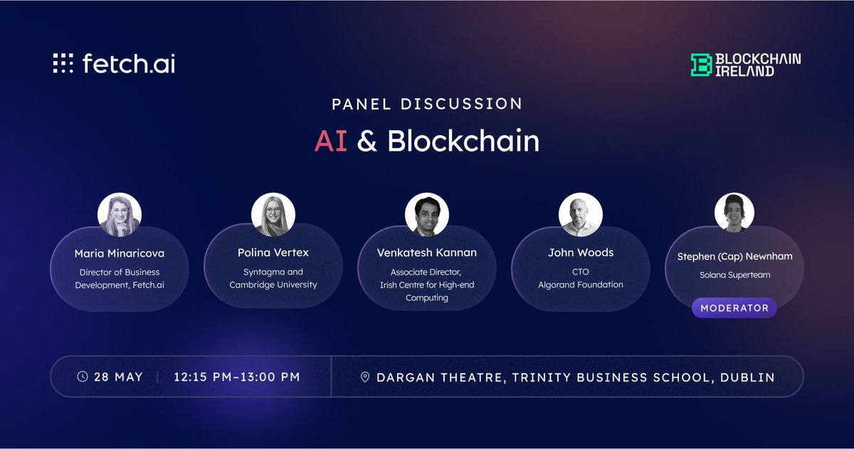 Our Biz Dev Director @MariaMinaricova will be at Blockchain Ireland tomorrow and #AI is firmly on the agenda @blockchain_irl 🍀 She will join the 'AI & Blockchain' panel alongside Polina Vertex, Venkatesh Kannan, John Woods and Stephen Newnham. Let us know if you are going 👇