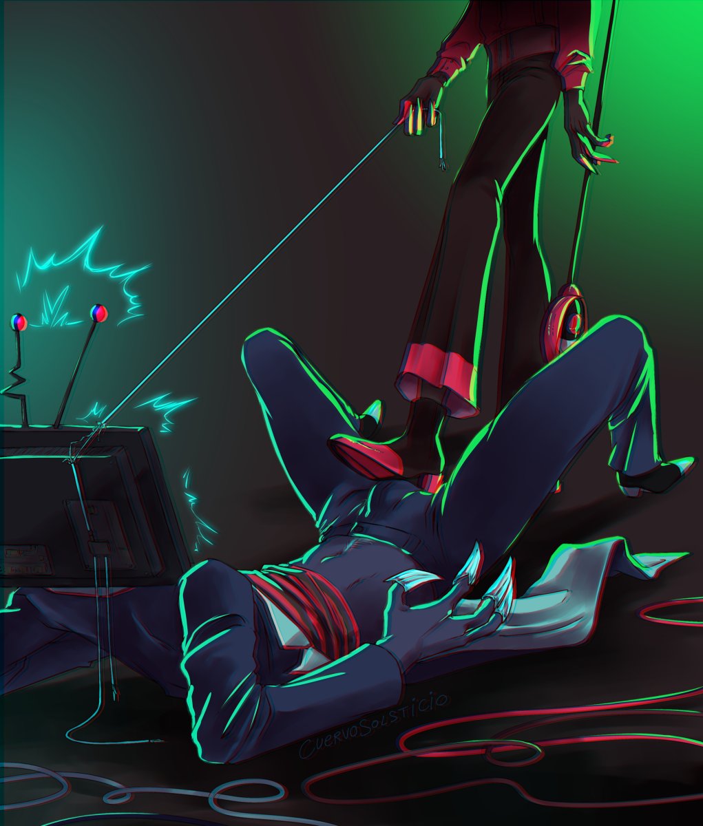 'Good Lord, look at you. You're so pitiful, just humping my foot like a back-alley Jane. I could yank this cable of yours, and you'd be hollering for more.' I promised this piece a while ago, but never too late, I guess✨ #radiostatic #voxal #HazbinHotel