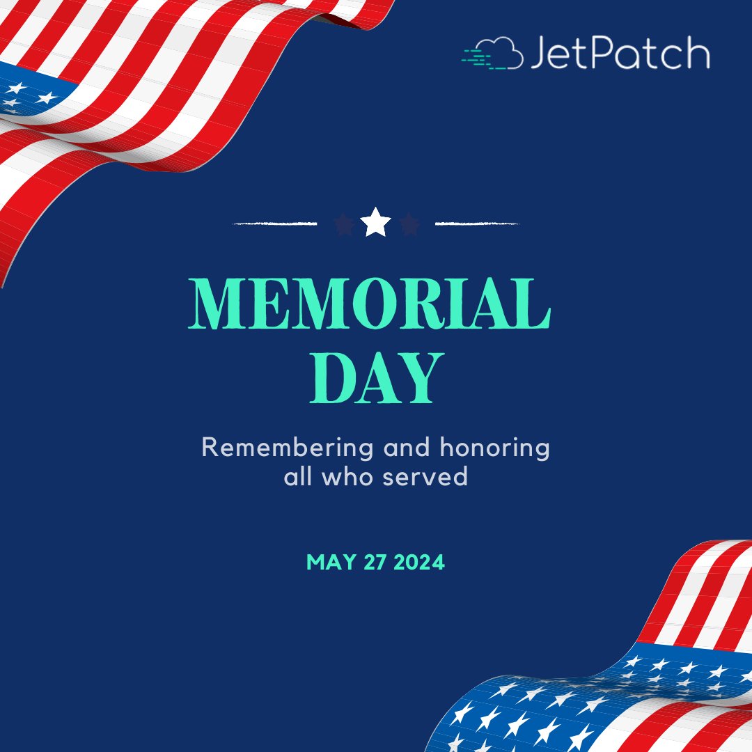 JetpatchCloud's tweet image. Honoring the brave souls who sacrificed for our freedom. This Memorial Day, we remember and thank the warriors.
#MemorialDayTribute #RememberTheBrave