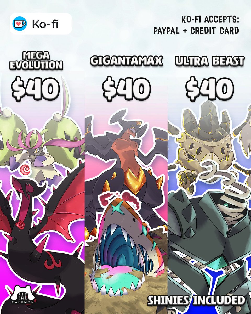 baefakemon's tweet image. ⭐️COMMISSIONS OPEN⭐️
- Payment is through Ko-fi, which accepts PayPal and credit card! Shop in my bio💵
- Questions DM📩
🔃Shares and likes are apreciated 🤍
#Pokemon #pokemonlegendsza #fakemon
