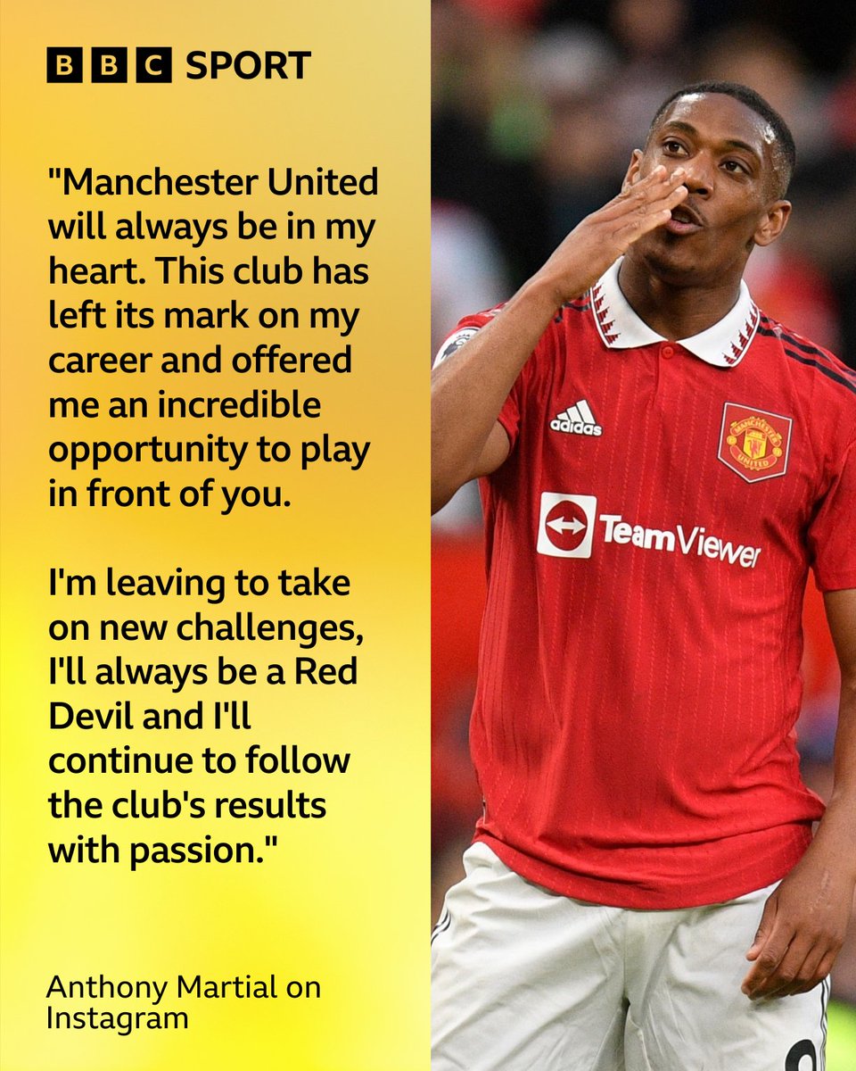 BBCSport's tweet photo. The Frenchman has formally announced his departure. 

How would you rate his time at the club? 

#BBCFootball #MUFC https://t.co/5GugCo2uc7