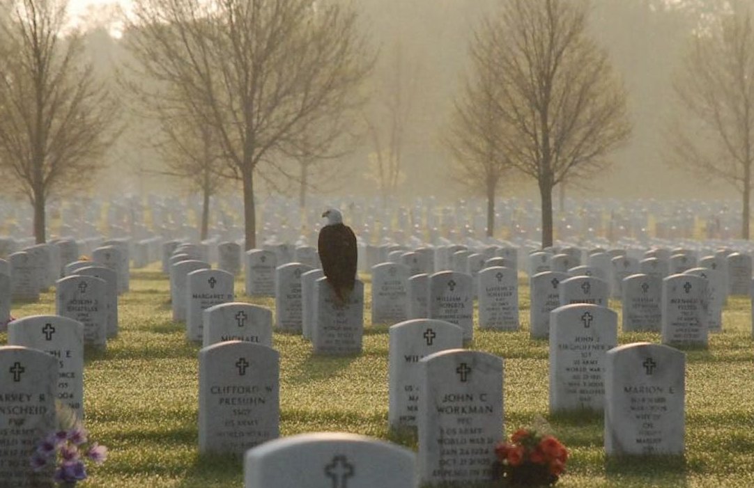Memorial Day. Looks like a photoshop, but the pic is real, from Fort Snelling National Cemetery in Minnesota...