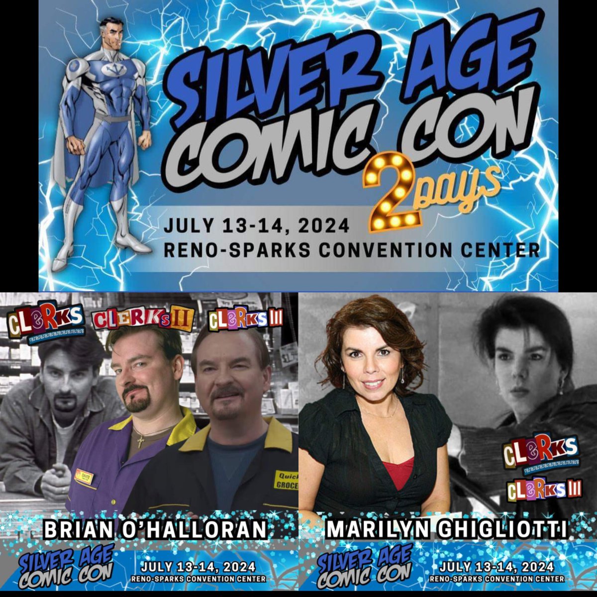 RENO, NEVADA
We will be at
SILVER AGE COMIC CON
JULY 13th & 14th
With Veronica herself
Marilyn Ghigliotti
@ThatClerksGirl
Info and Tix at
SilverAgeComicCon.com
👸
Some guests provided by
@ZSCEntertain