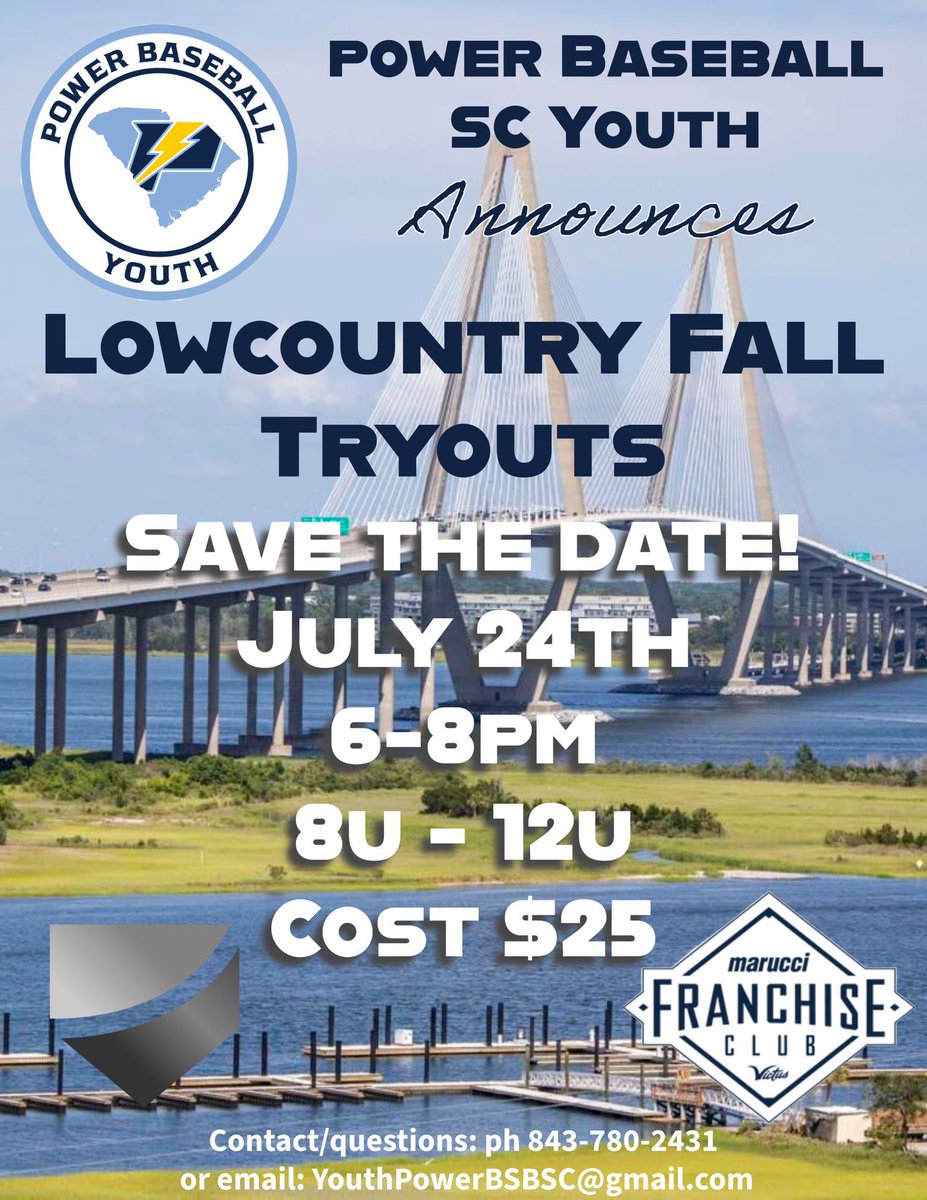 Power up your game with Power Baseball SC Youth We are pleased to announce the expansion of our elite program into the Low Country of South Carolina for ages 8U-12U. Mark your calendars and sign up today! docs.google.com/forms/d/e/1FAI…… #More4Most #PowerUp ⚡️ @PowerBSB_SC
