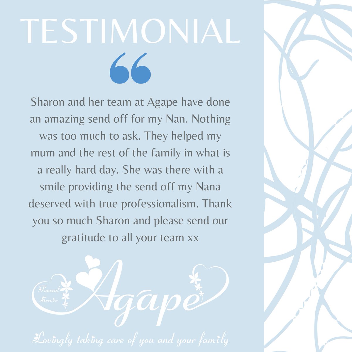 Reflecting on the beautiful words of a family we had the privilege of supporting recently. At Agápe Funeral Service, we're dedicated to providing the utmost care to all families during their time of loss.

#SupportingFamilies #CaringService #AgápeFuneralService💙