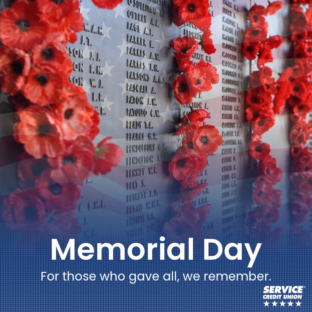 Servicecu's tweet photo. 🇺🇸 Today, we honor those who gave all #PoppyInMemory

🌹 The poppy became the official flower used to honor our fallen troops after World War 1. Following the war, the poppy flower spread across Europe, later attributed to the soil being enriched with lime left by the rubble. https://t.co/6xqV2cUbM8