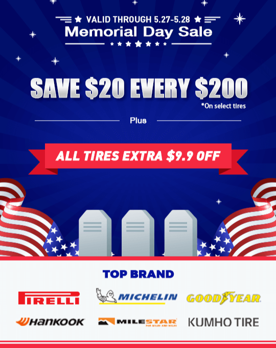 fixgomarketing's tweet photo. 🛍️Our Memorial Day Sale is now live!📅 Dates: May 27th - May 28th🎉  Sitewide: Unlock a $9.9 coupon valid on EVERY purchase!🚗 Select Tires: Rev up your ride with $20 off every $200 spent!Visit our website and start saving today > https://t.co/Zfwbbw4De5 https://t.co/764eU0iXq5