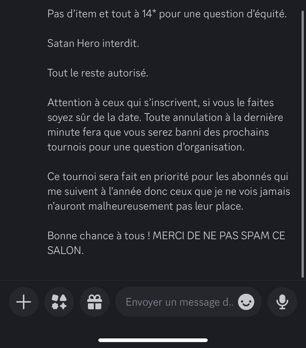 ZarakiYT's tweet photo. #DBLegends

DBLeague Champions c’est le dimanche 16 juin ! 🏆

Vous avez jusqu’à 10 juin pour vous inscrire sur mon serveur discord: https://t.co/Jlocpgfk10

Vous avez le détail des règles du tournoi ci dessous ou sur le salon du tournoi en épinglé du discord https://t.co/OeU034yMXB