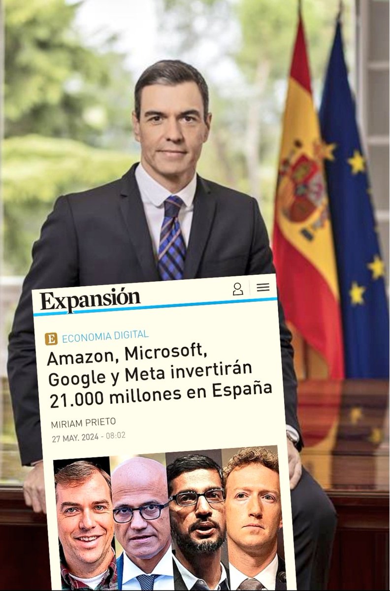 diosmay1's tweet photo. Marchando una tila  para @NunezFeijoo.
Amazon, Microsoft, Google y Meta invertirán 21.000 millones en España.
Inversiones que generarán mas d 17.500 puestos d trabajo directos y será un reclamo para futuras inversiones de multinacionales.
Y sí..#EspañaAvanza
@sanchezcastejon 💪🌹 https://t.co/vRC2iUoibH