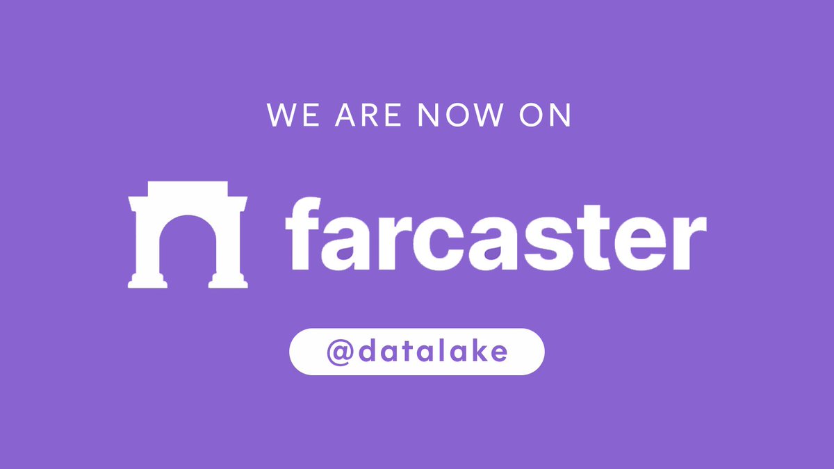 🟣 Data Lake is now live also the decentralized social media platform @farcaster_xyz! Don't miss our on our casts at warpcast.com/datalake!