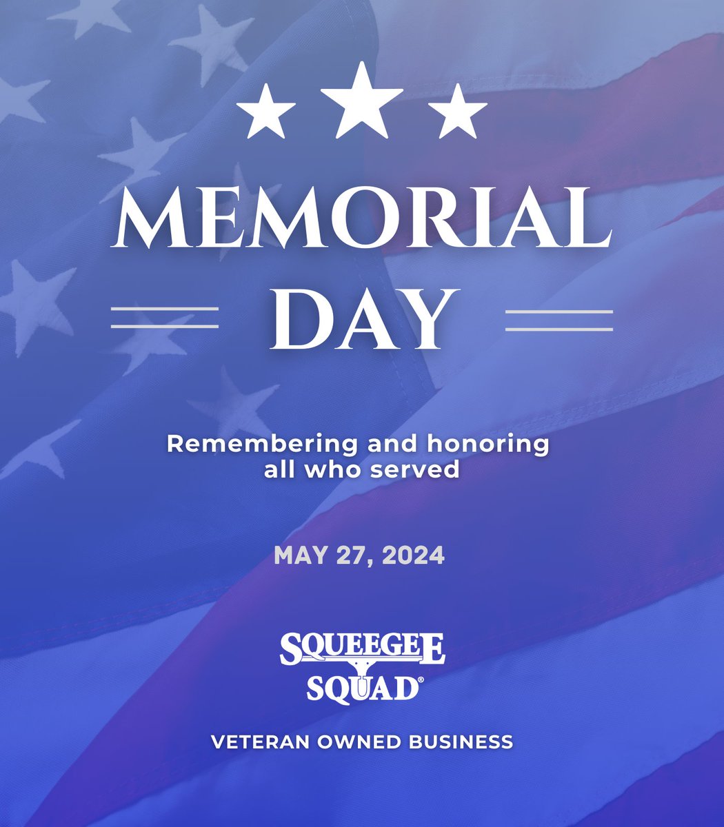 This Memorial Day, Squeegee Squad honors and remembers the brave men and women who have served our country. We are grateful for their sacrifices and dedication. Wishing everyone a safe and reflective Memorial Day.🕊️
#MemorialDay #HonorAndRemember #SqueegeeSquad