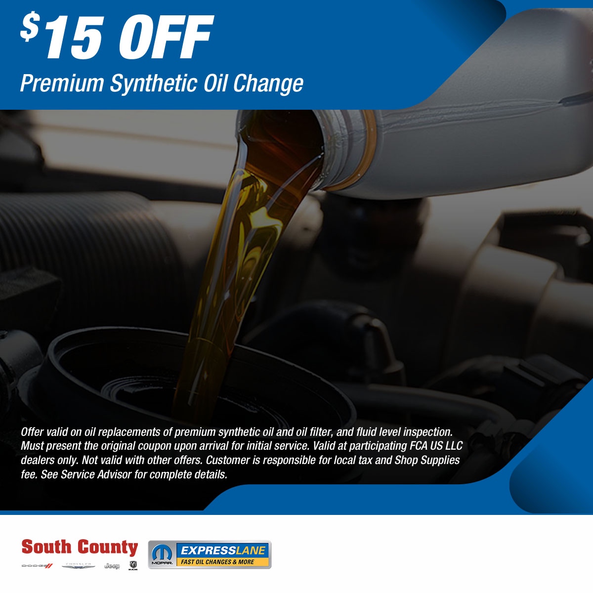 SouthCountyDCJR's tweet photo. Drive smooth and save this season! 😎 Take $15 off a premium synthetic oil change by booking your #service appointment on our website right now using our stress-free online scheduling tool! 📲 Fast, easy, and perfect for keeping your ride in peak condition. 👌 https://t.co/w9n2XtfhiV