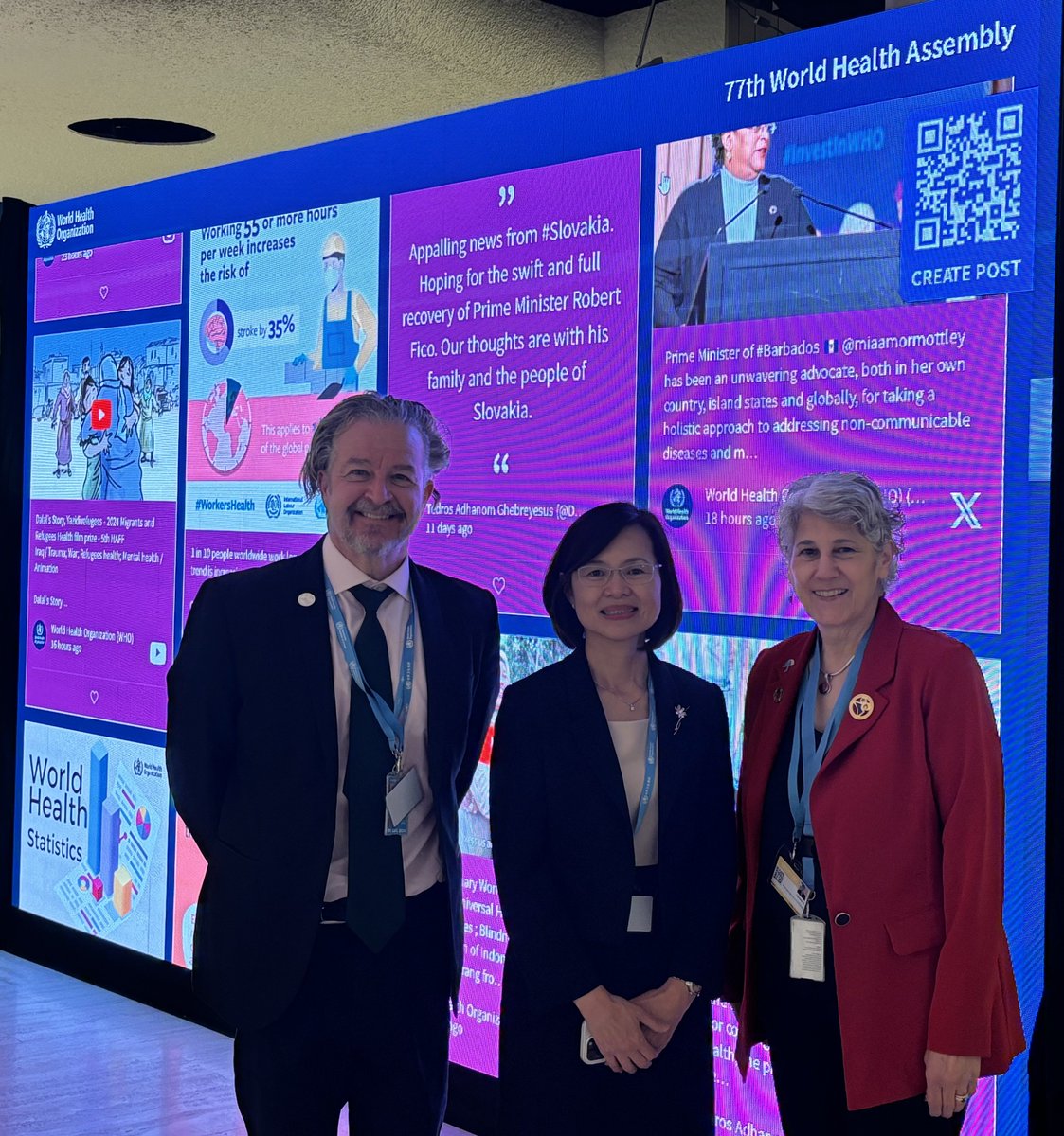 ICN (@icnurses) on Twitter photo At the <a href="/WHO/">World Health Organization (WHO)</a> #WHA77, ICN President <a href="/PamCiprianoRN/">PamCipriano</a> and CEO <a href="/HowardCatton/">Howard Catton</a> meet #Singaporean Chief #Nursing Officer Paulin Koh, and discuss #nursingleadership, the development of Advanced Practice #Nurses and other significant topics including the future of the profession. At the <a href="/WHO/">World Health Organization (WHO)</a> #WHA77, ICN President <a href="/PamCiprianoRN/">PamCipriano</a> and CEO <a href="/HowardCatton/">Howard Catton</a> meet #Singaporean Chief #Nursing Officer Paulin Koh, and discuss #nursingleadership, the development of Advanced Practice #Nurses and other significant topics including the future of the profession.