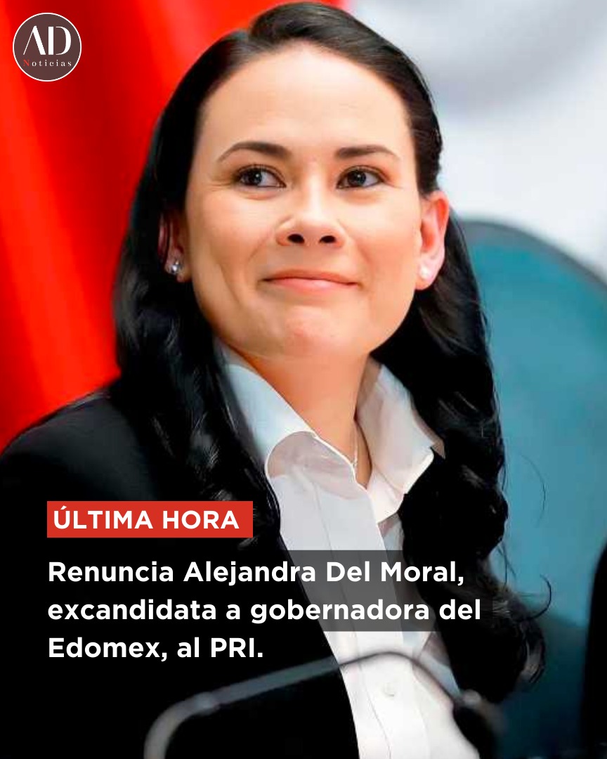 🔴 #UltimaHora 🔴 La excandidata a gobernadora Alejandra del Moral renunció al PRI. “La dirigencia nacional (encabezada por Alito Moreno) ha dejado de lado los ideales revolucionarios de democracia y justicia social” denunció en comunicado. El anuncio se da a 6 días de las