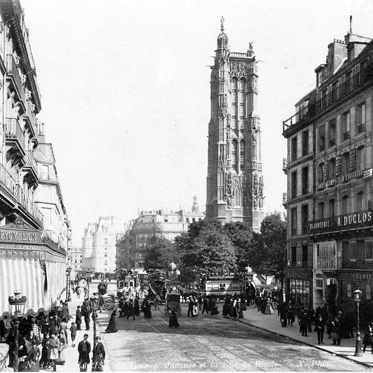 Tour Saint-Jacques et rue de Rivoli. 1886. 4e