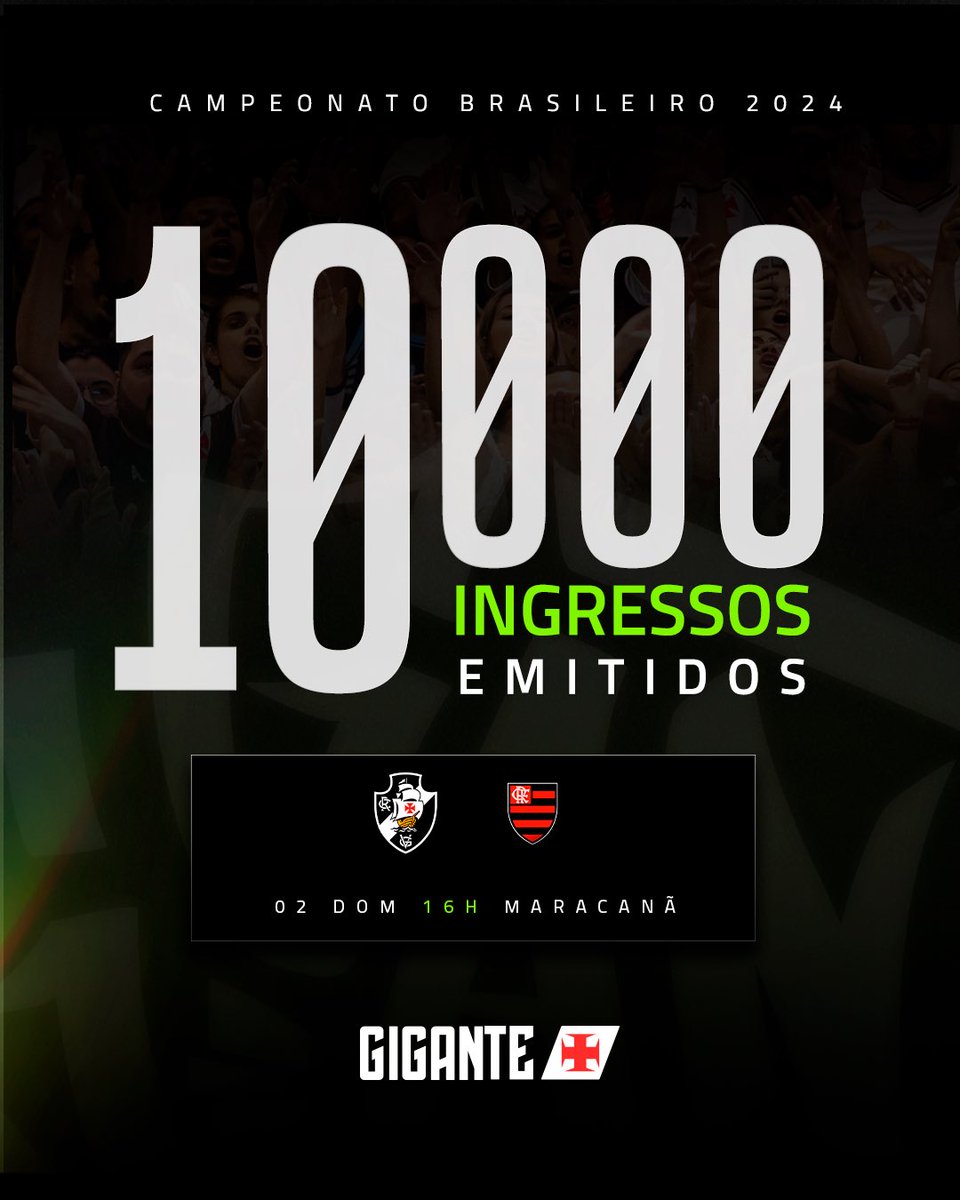 1️⃣0️⃣.0️⃣0️⃣0️⃣! 💢🚀 SEJA UM GIGANTE E GARANTA O SEU INGRESSO! 🎟️💢 ➡️ sociogigante.com #SejaUmGigante #VascoDaGama