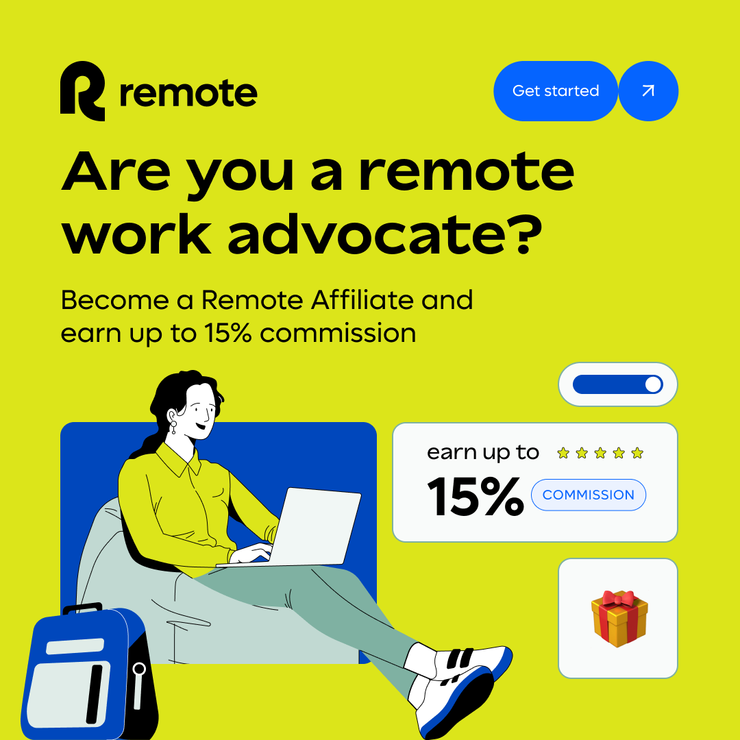 Passionate about #remotework? Your audience will love Remote! 😉 Earn up to 15% commission as a Remote affiliate while helping your network expand their global teams. We do the hard work: global hiring, payroll, compliance, taxes & benefits. Sign up 👉 remote.com/affiliates