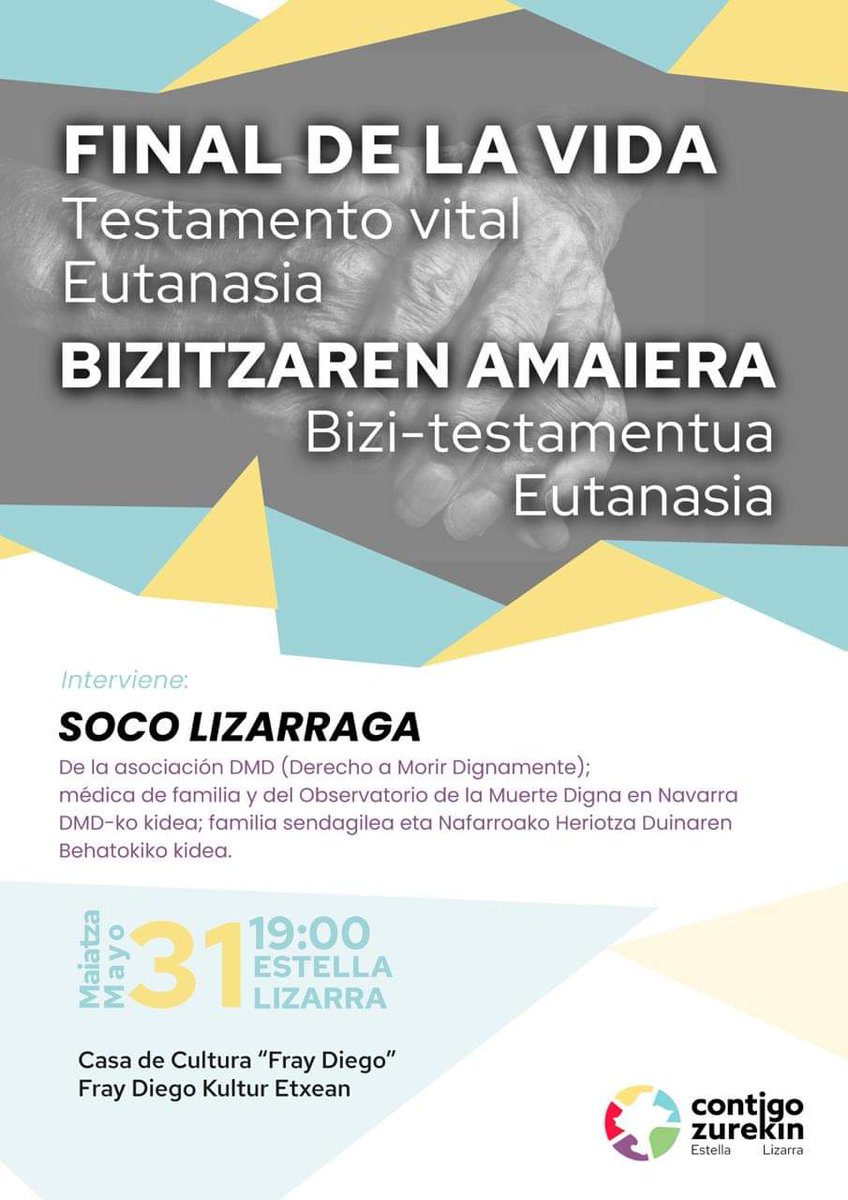 No os perdáis esta interesante charla que organizan nuestras compañeras de #Estella #Lizarra #FinalDeLavida #Eutanasia #TestamentoVital