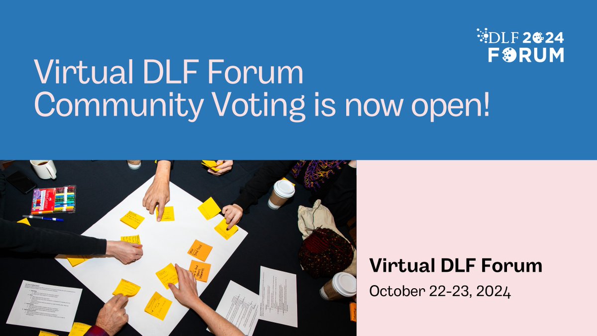 CLIRDLF's tweet image. Just 1️⃣ week left to vote for your favorite proposals for the virtual #DLFforum this October. Community Voting closes Sunday 6/2. 🗳️ All are welcome to vote today: hubs.li/Q02xslzq0