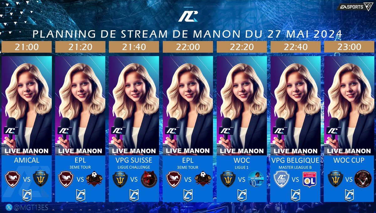 Tite__Manon (@tite__manon) on Twitter photo 🎙️CAST <a href="/Mgt13Es/">STRUCTURE MGT</a> ce soir🎙️
<a href="/PGZesport/">MGT PÉGAZE esport (Actu)</a> 🆚 <a href="/MGT_Atlantis/">MGT Atlantis</a>
<a href="/PGZesport/">MGT PÉGAZE esport (Actu)</a> 🆚 <a href="/Fearless_CP/">PFC Fearless</a>
<a href="/MGT_Atlantis/">MGT Atlantis</a> 🆚 <a href="/XIPeaky/">LWG CP</a>
<a href="/PGZesport/">MGT PÉGAZE esport (Actu)</a> 🆚 <a href="/Fearless_CP/">PFC Fearless</a>
<a href="/MGT_Atlantis/">MGT Atlantis</a> 🆚 <a href="/utkdiamante/">ÜTK DIAMANTE</a>
MGT Massilia Espoir 🆚 Olympique Logie
<a href="/MGT_Atlantis/">MGT Atlantis</a> 🆚 Black Panther
RDV 21h ➡️ twitch.tv/tite__manon 🎙️CAST <a href="/Mgt13Es/">STRUCTURE MGT</a> ce soir🎙️
<a href="/PGZesport/">MGT PÉGAZE esport (Actu)</a> 🆚 <a href="/MGT_Atlantis/">MGT Atlantis</a>
<a href="/PGZesport/">MGT PÉGAZE esport (Actu)</a> 🆚 <a href="/Fearless_CP/">PFC Fearless</a>
<a href="/MGT_Atlantis/">MGT Atlantis</a> 🆚 <a href="/XIPeaky/">LWG CP</a>
<a href="/PGZesport/">MGT PÉGAZE esport (Actu)</a> 🆚 <a href="/Fearless_CP/">PFC Fearless</a>
<a href="/MGT_Atlantis/">MGT Atlantis</a> 🆚 <a href="/utkdiamante/">ÜTK DIAMANTE</a>
MGT Massilia Espoir 🆚 Olympique Logie
<a href="/MGT_Atlantis/">MGT Atlantis</a> 🆚 Black Panther
RDV 21h ➡️ twitch.tv/tite__manon