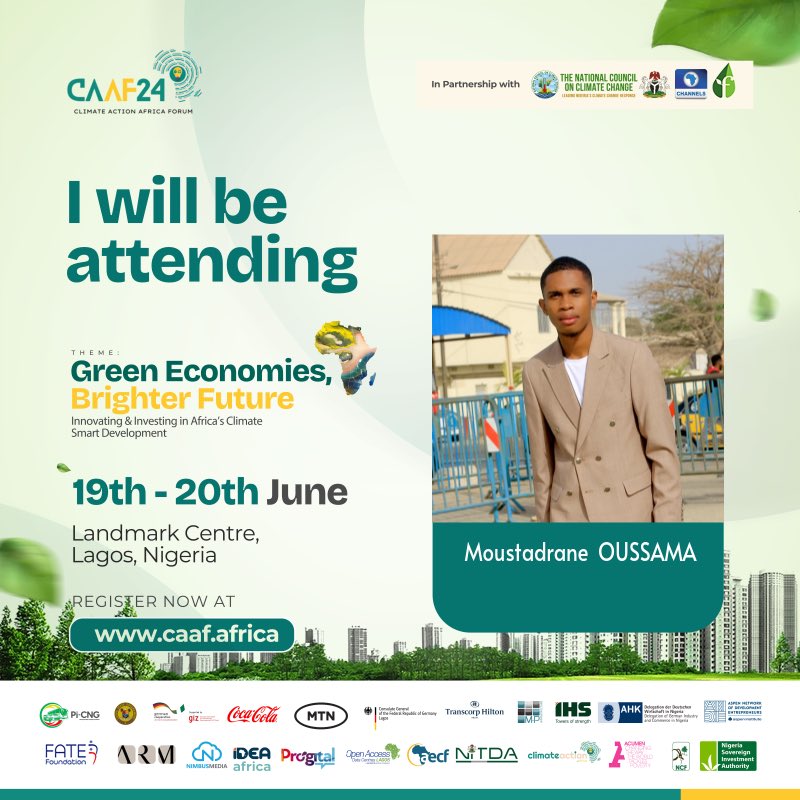 omoustadrane's tweet photo. Excited to announce that I'll be attending the Climate Action Africa Forum 2024 (CAAf 24) 🌍

Join us as we unite for impactful climate action and sustainable solutions. 

See you there!

#CAAf24 
#ClimateActionAfrica #ClimateActionAfricaforum #Sustainability https://t.co/S5KoazVNOW