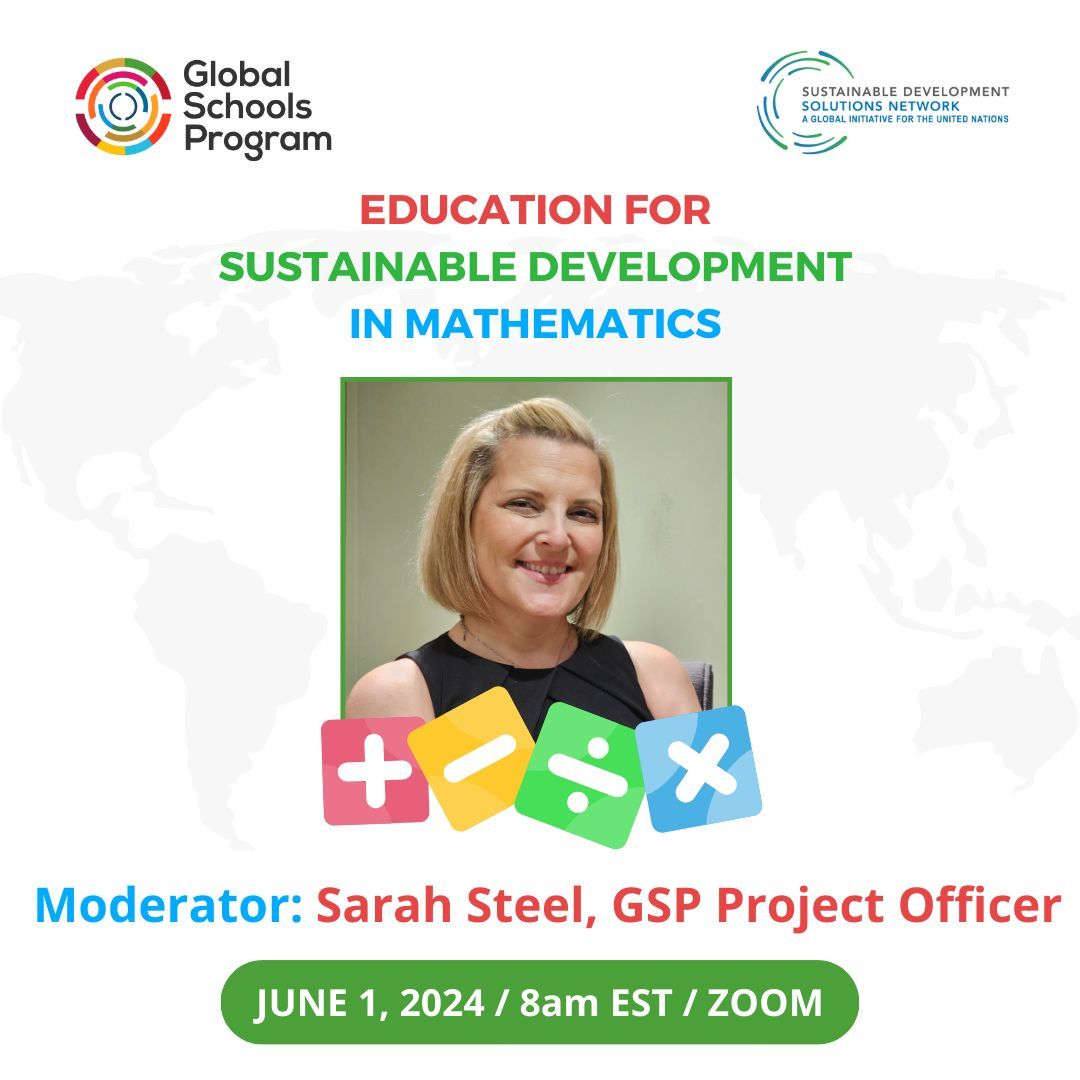 SDGsInSchools's tweet photo. 📢Meet the Moderator for the #ESDinMath webinar👇

Sarah Steel is a #GlobalSchoolsProgram Officer and former Advocate with 14 years experience teaching Mathematics in the U.K. Sarah brings a wealth of knowledge in Mathematics and #ESD.📚 🧮

Register👉https://t.co/cXOd4CBQif https://t.co/m0VupVqcGX