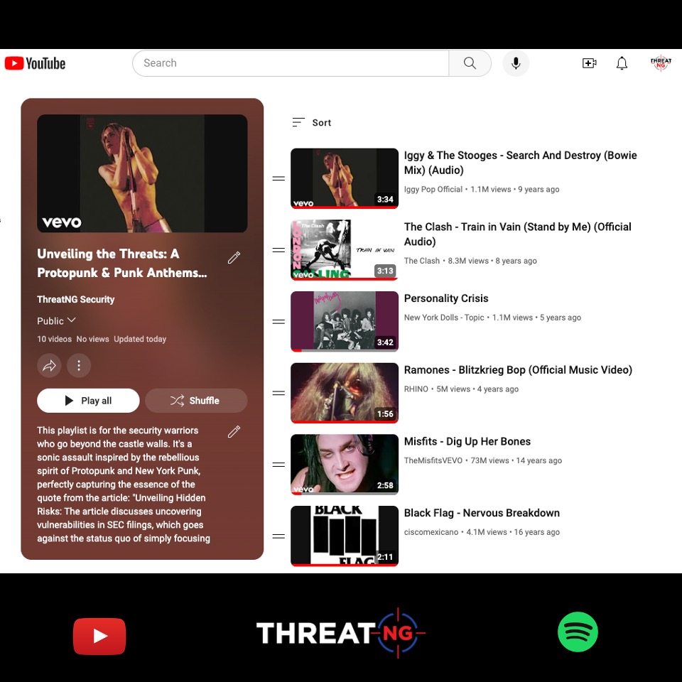 Like #punks who challenged norms, this #playlist fuels those who challenge the status quo by analyzing #SECfilings to uncover #threats in the #externalattacksurface:

threatngsecurity.com/blog/cybersecu…

#AttackSurfaceManagement #ContinuousMonitoring #EASM #ExposureManagement #TPRM #Security