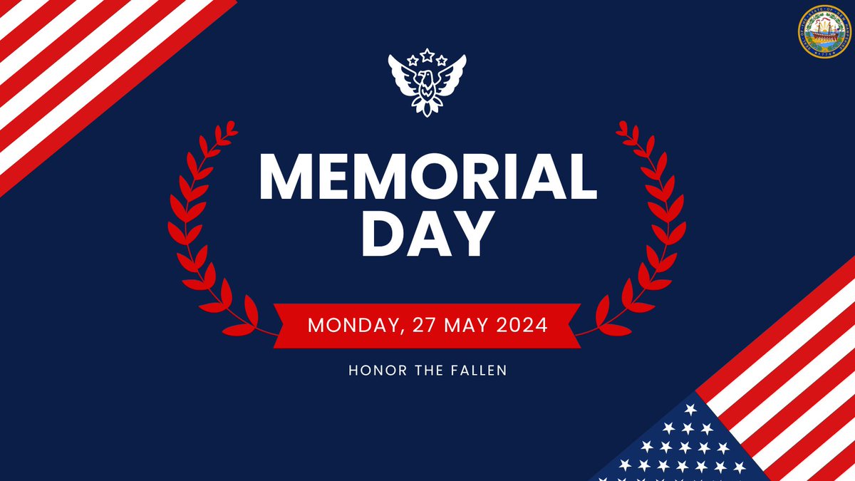 The New Hampshire Senate wishes you a happy Memorial Day as we take time to remember our fallen heroes. #MemorialDay