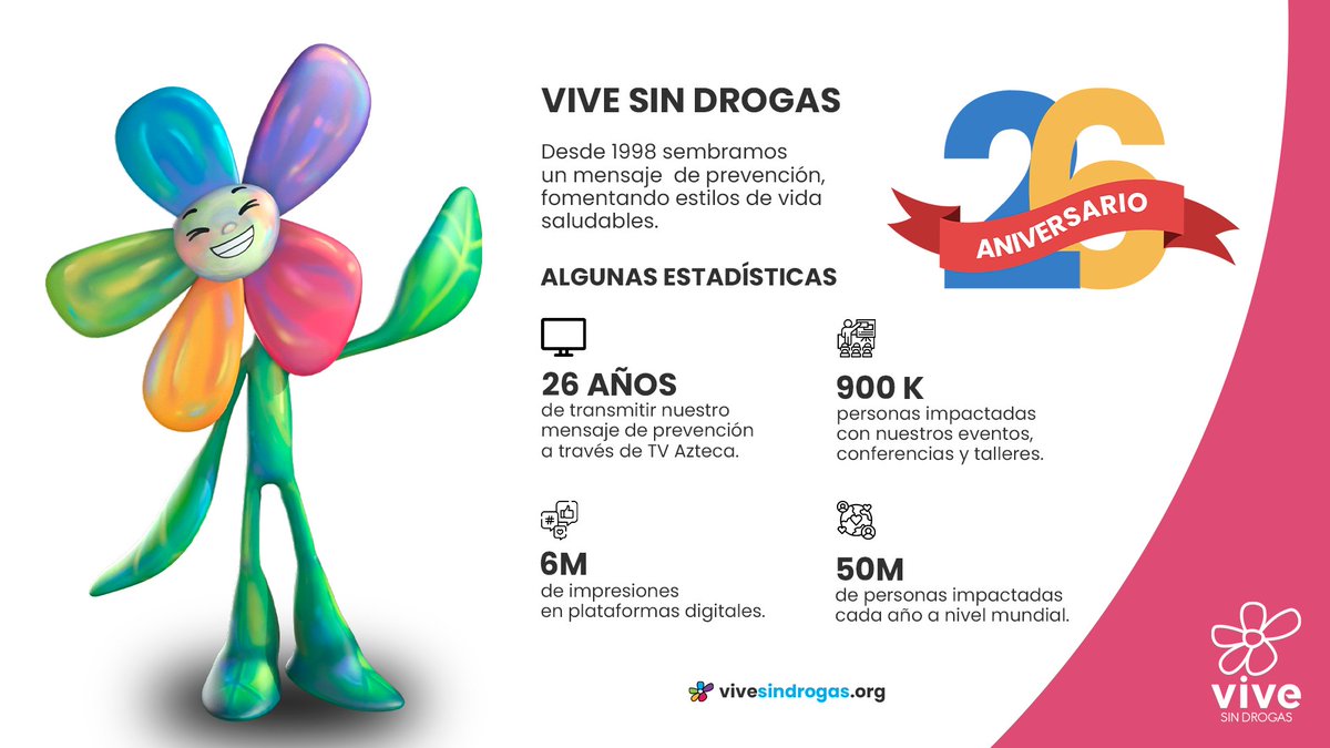 Celebramos 26 años de llevar un mensaje de prevención!
#ViveSinDrogas