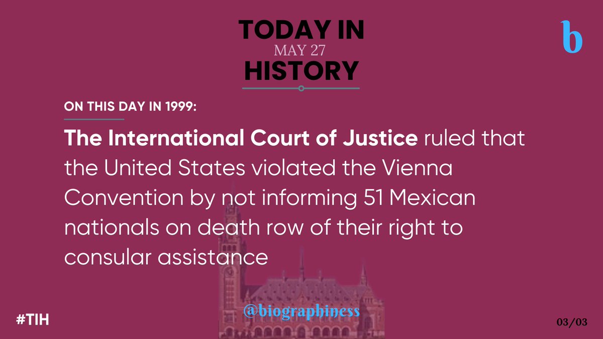 On May 27, from the shadows of the past to the bridges of progress and the scales of justice, history weaves tales of transformation.🧙‍♀️🌉⚖️
Follow👉 @biographiness

#Biographiness #Biograghines #TodayInHistory #TIH #OnThisDay #OTD #HistoryEvents #DailyHistory #HistoryFacts #May27