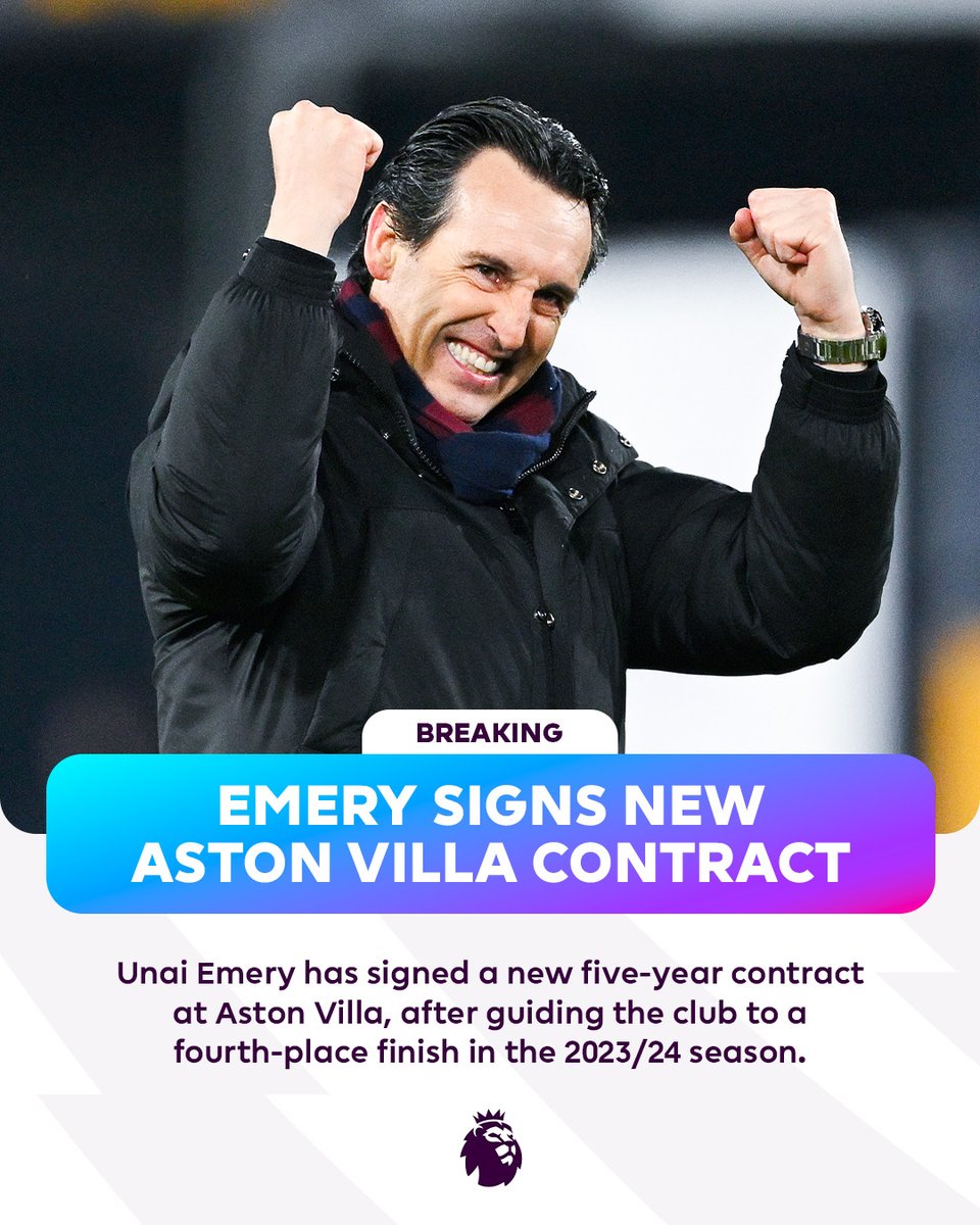 Unai Emery has put pen to paper on a new five-year deal as @AVFCOfficial head coach ✍️