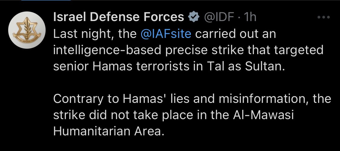 The IDF posted this 1 hour ago. Huh.