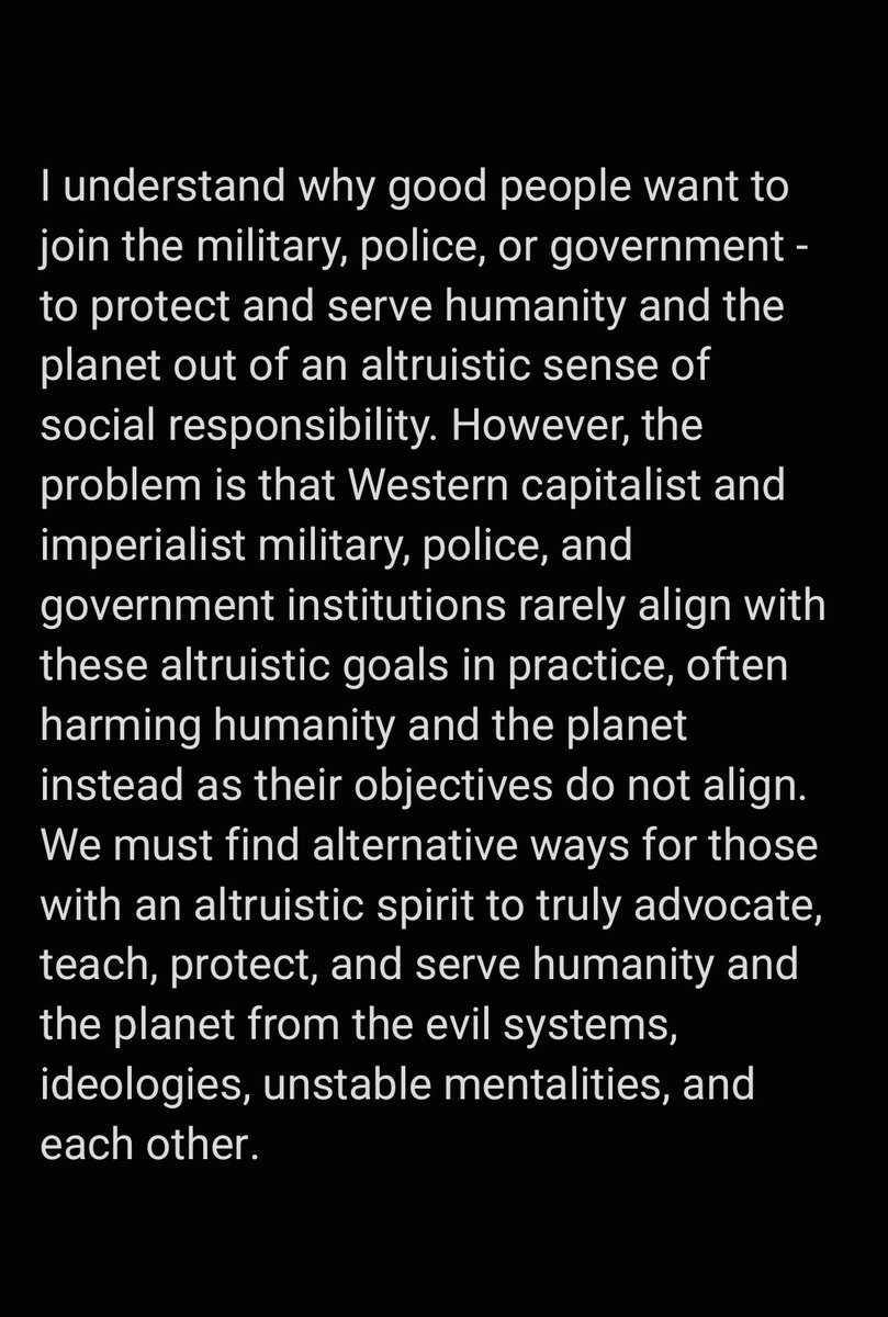 #MarxistMonday understanding is one thing, supporting unbecoming actions that come with the job is another. And I fully get that all three are gangs and what happens when a gang member steps out and challenges the actions of the gang. Doesn't change reputation.