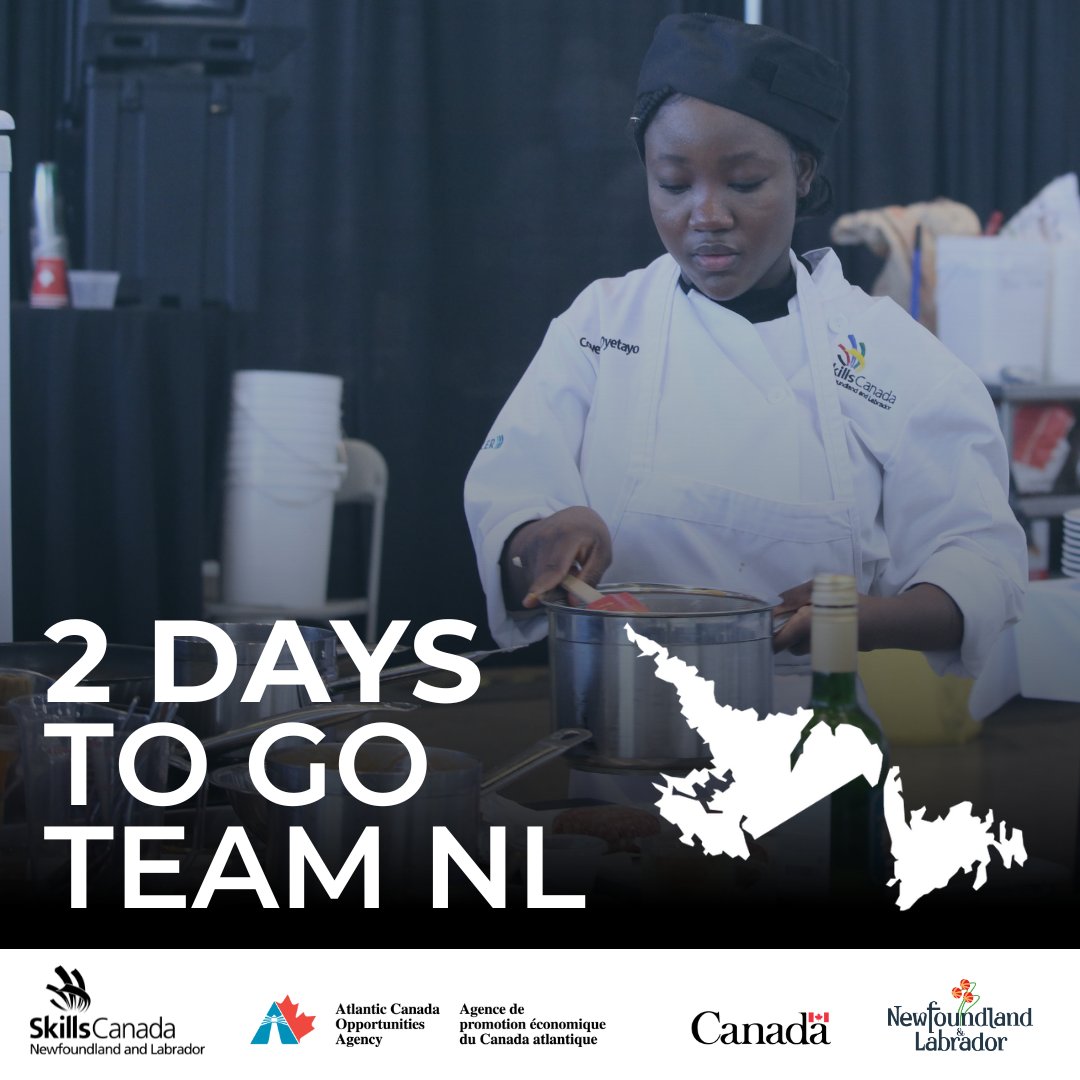 We are now TWO days out from the Opening Ceremonies of SCNC 2024!! Keep an eye out tomorrow as Team NL will begin their journey travelling to Québec City! (Competitors, we hope you’ve started packing! 😆)

<a href="/ACOACanada/">ACOA Canada</a>
<a href="/Skills_Canada/">Skills Canada</a>
<a href="/GovNL/">Government of Newfoundland & Labrador</a>

#SCNC2024
#TeamNL