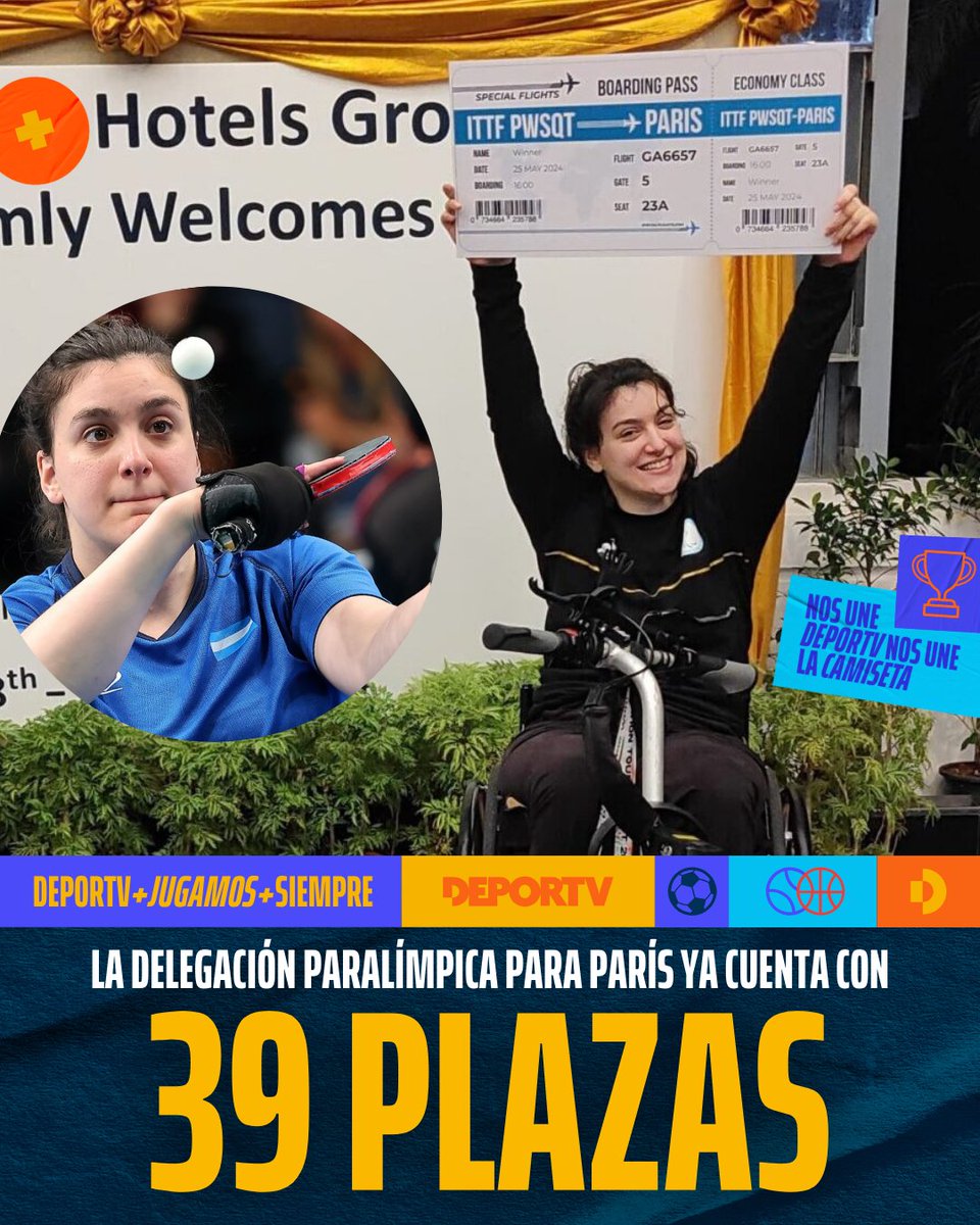 canaldeportv's tweet photo. Con la clasificación de @cotygarrone en tenis de mesa, la delegación paralímpica argentina ya cuenta con 3⃣9⃣ plazas para París 2024.

🥋 Además se aguarda por la confirmación oficial por parte de IBSA de otras 4 plazas en judo.

Repasá la lista completa en nuestra web. https://t.co/i3pgs9C2hE
