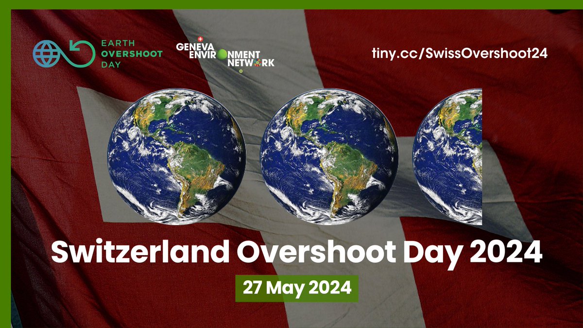 🇨🇭 27 May marks Swiss #OvershootDay. If everyone lived like #Switzerland, we would need 2.5 Earths.
 
From this day onwards, the country is living on credit at the expense of #FutureGenerations.
 
Learn more on how to #MoveTheDate ▶️ tiny.cc/SwissOvershoot…