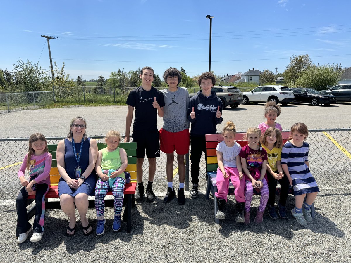 SMBA O2 students delivered a couple of benches they build for Port Maitland Consolidated Elementary. The students were so excited to sit on them. Both benches honour the diversity in our communities. What a positive experience! <a href="/TCRCE_NS/">Tri-County Regional Centre for Education</a> <a href="/BEC_NS/">Business Education Council</a> #HandsOnLearning