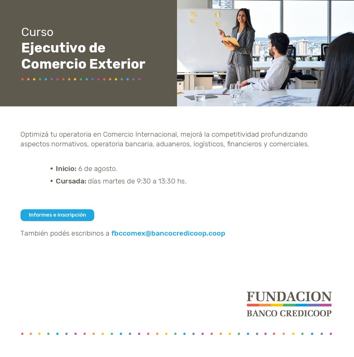 📢Lanzamiento del "Curso Ejecutivo de Comercio Exterior" segundo semestre.
📅Inicia martes 6 de #Agosto.
✍️Inscripción y más información en:
fundacioncredicoop.com.ar/curso-ejecutiv…
#comercioexterior #logística #aduanasycomercioexterior #Pymes
#cursos #operatoriabancaria