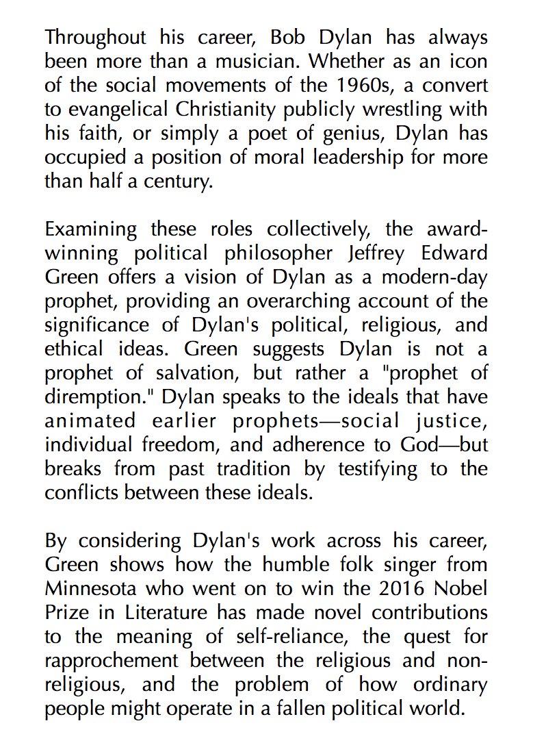 Jeffrey Edward Green - Bob Dylan Prophet Without God À paraître en août aux Oxford UP