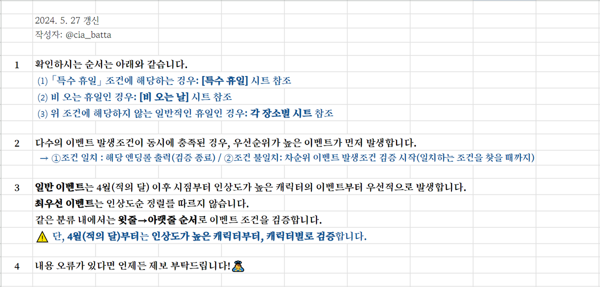 🏰카모카테 휴일 이벤트 우선순위
docs.google.com/spreadsheets/d…