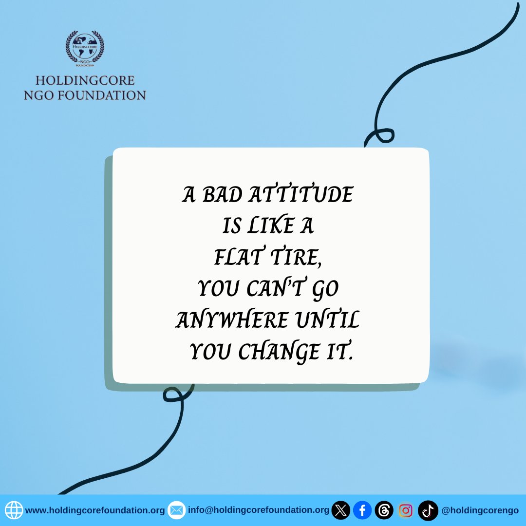 Life's a journey, not a parking lot. Don't let a bad attitude hold you back. Fix it and chase your dreams! 

#changeisgood 
#attitudeiseverything
#HoldingcoreEMPFoundation