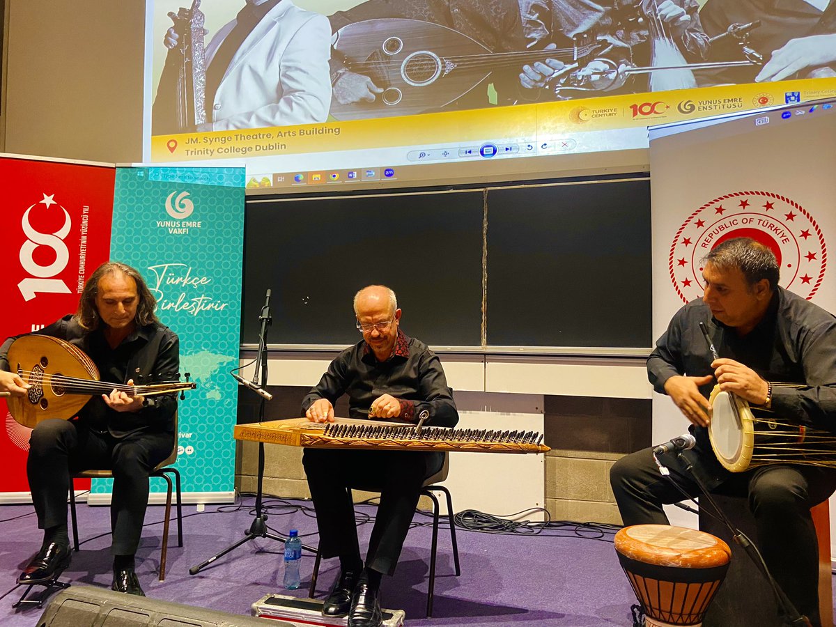 yeedublin's tweet photo. 🎶✨We proudly organised the Spirit of Istanbul concert at @tcddublin on May 24th! Part of the Republic of Türkiye’s centenary celebrations @GokselBaktagir (qanun), @yurdaltokcan (oud)&amp;Bülent Elmas (percussion) enchanted the audience with Turkish classics&amp;a touch of Irish music☘️ https://t.co/s3OcCJoEgC