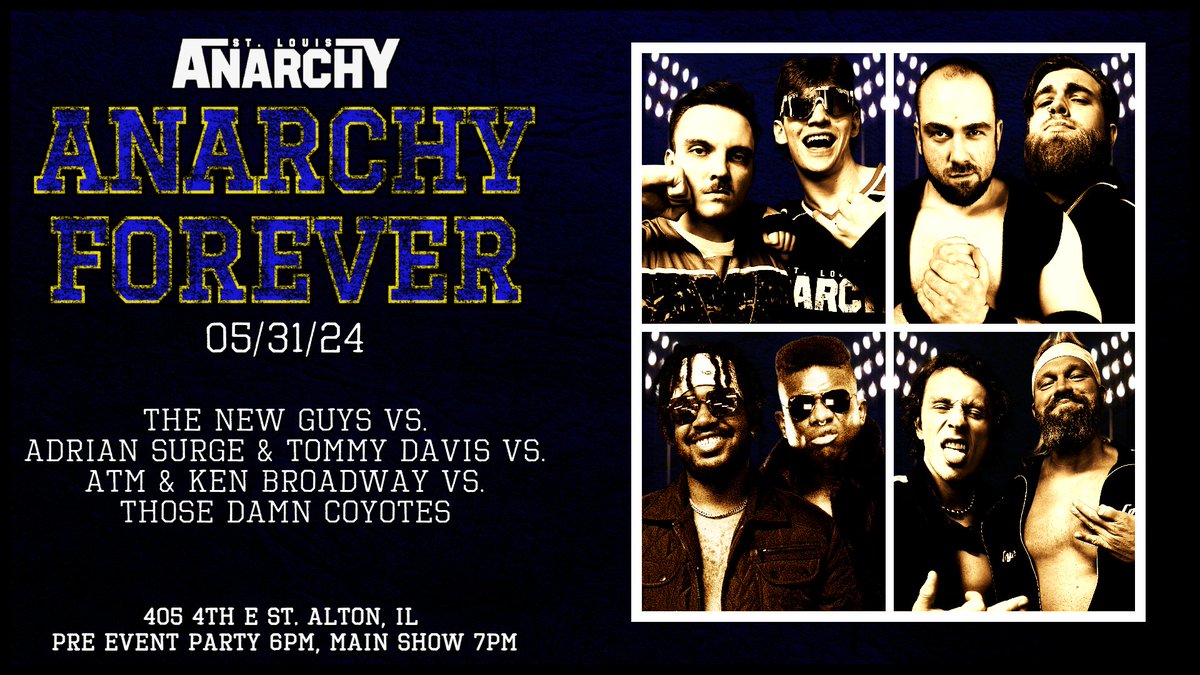 8 wrestlers fueled by the heat of competition. 4 teams, each united under a common goal: victory above all else. Saddle up. 🎟 still available at stlanarchy.com/tickets