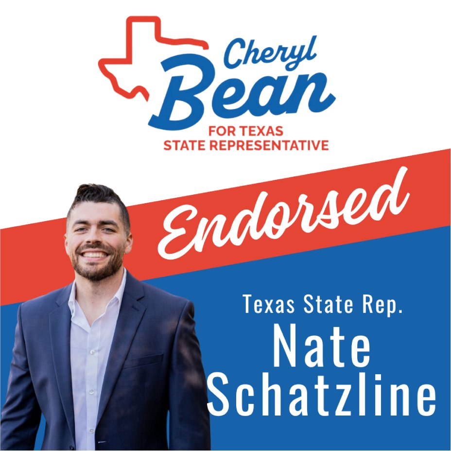 I am grateful and honored to be endorsed by Texas State Rep. Nate Schatzline!  #Texas97th #txlege #MakeTheTexasHouseRepublicanAgain #securetheborder #VoteCherylBeanHD97Runoff #VoteCherylBeanStateRep #TexasHouse #SendCherylToTheCapitol #HD97RunOff