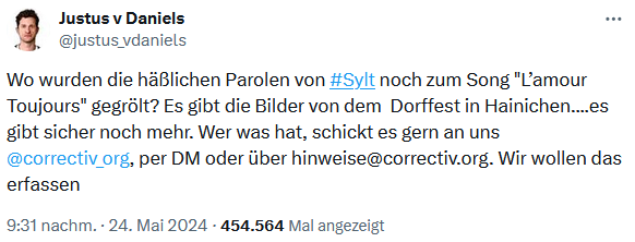 Die Agitationsabteilung #Correctiv sucht Bilder und Videos, vielleicht sollte man ihnen behilflich sein und ihnen auch ein paar Katzenvideos oder Videos von Antifa-Aufmärschen schicken? Per DM oder an hinweise@correctiv.org - die freuen sich bestimmt über jede Zusendung!😉