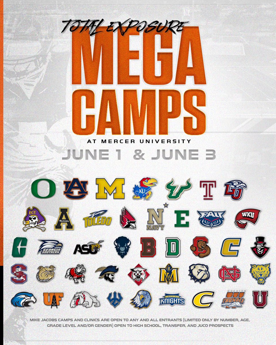 Under the radar &amp; want to perform in front of college coaches? Here’s one of the best solutions for you. There are plenty of mega camps around the country but this is one of the most proven for you to be recruited. There will be 2 sessions June 1st &amp; 3rd

mikejacobsfootballcamps.com