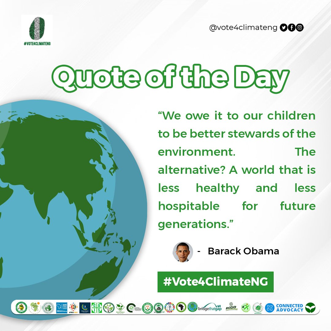 Let's honour our duty to the next generation by safeguarding the #environment today. A healthy planet is the best legacy we can leave our children. 

Act now for their tomorrow. 💚

#ChildrensDay #ForEveryChild #Vote4Climate #Vote4ClimateNG #AACJ #climate #ClimateAction #nature