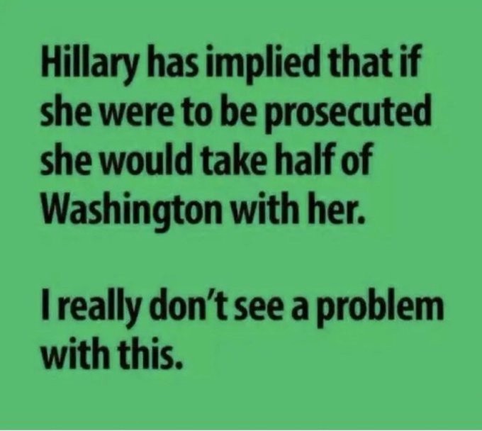 I'd like to see Hillary arrested and hoping crooked Congress accompanies her.  🇺🇸🇺🇸🇺🇸
#HIAW