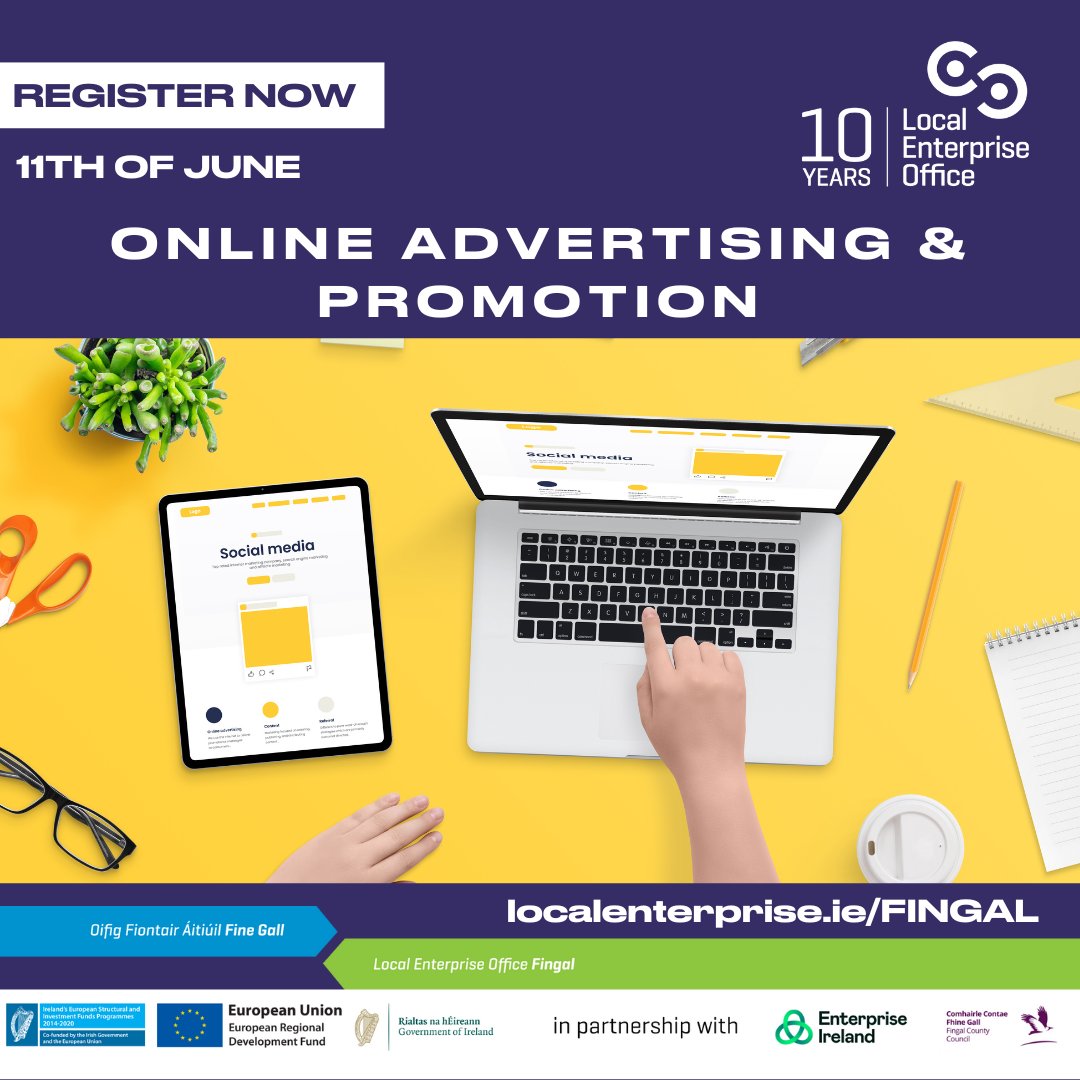 Do you want to learn how to boost your business online? This workshop will focus on how to run online advertising on Google and Social Media to generate conversions, sales and business opportunities for your business. Sign up today: localenterprise.ie/Fingal/Trainin… @fingalcoco